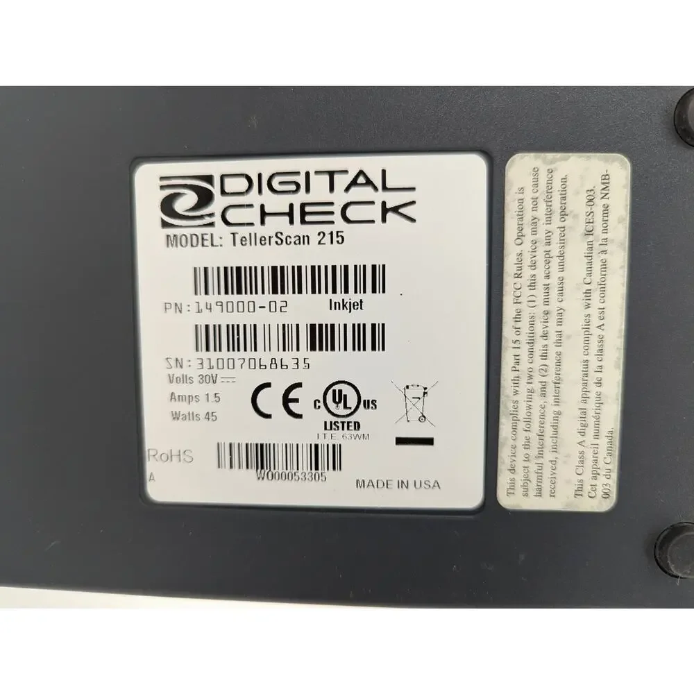 Untested Digital Check TellerScan TS215 - For Parts